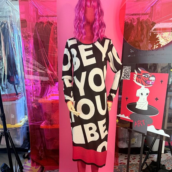 Desigual Unique Maxi Print Dress with “Be You” Slogan - Size L, NWT - Picture 3 of 11